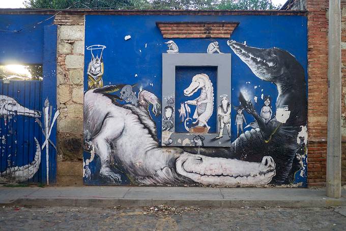 Big crocodile mural