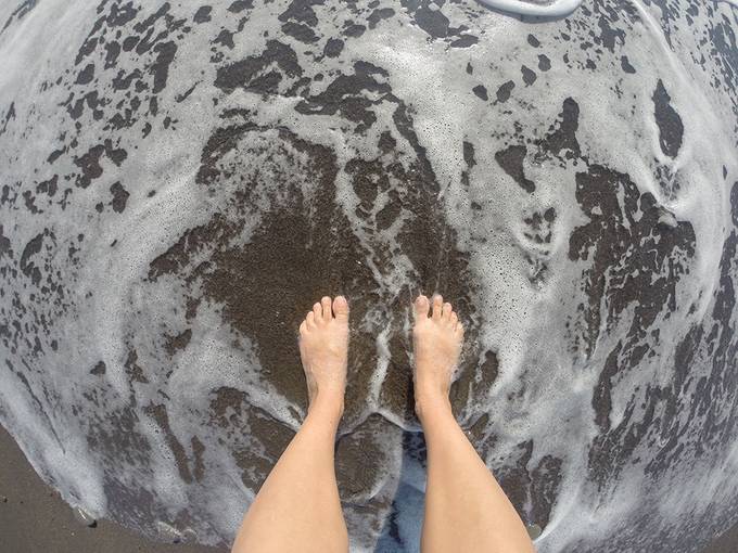 Paddling in the sea