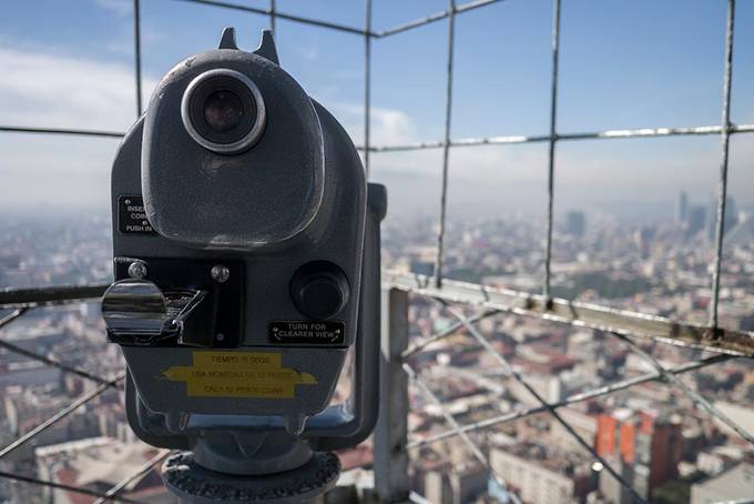 Binoculars at the top