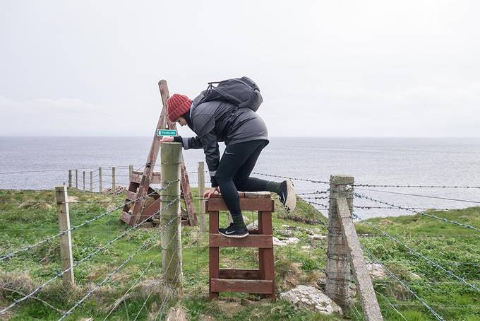 Climbing over a stile