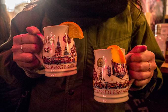 Two mugs of gluhwein