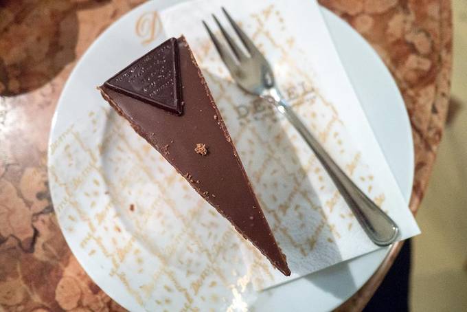 A slice of sachertorte in Cafe Demel