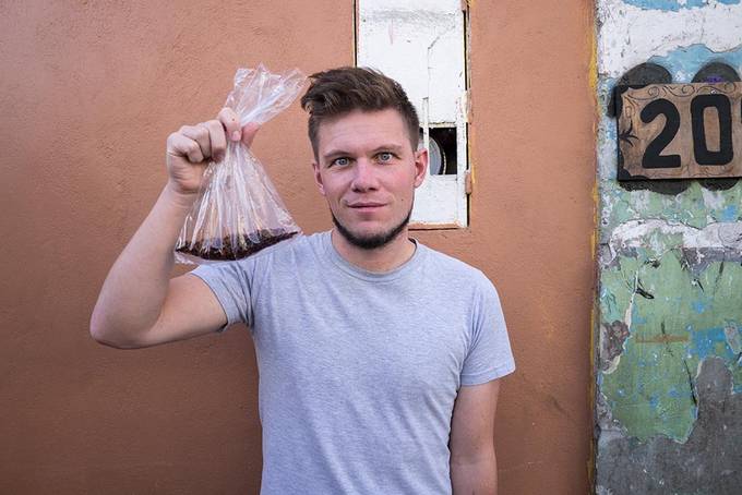 Colin with a bag of chapulines