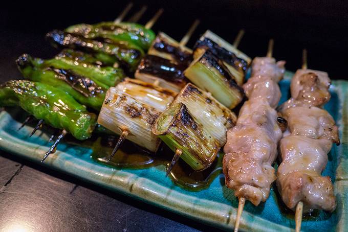 Yakitori chicken and vegetables